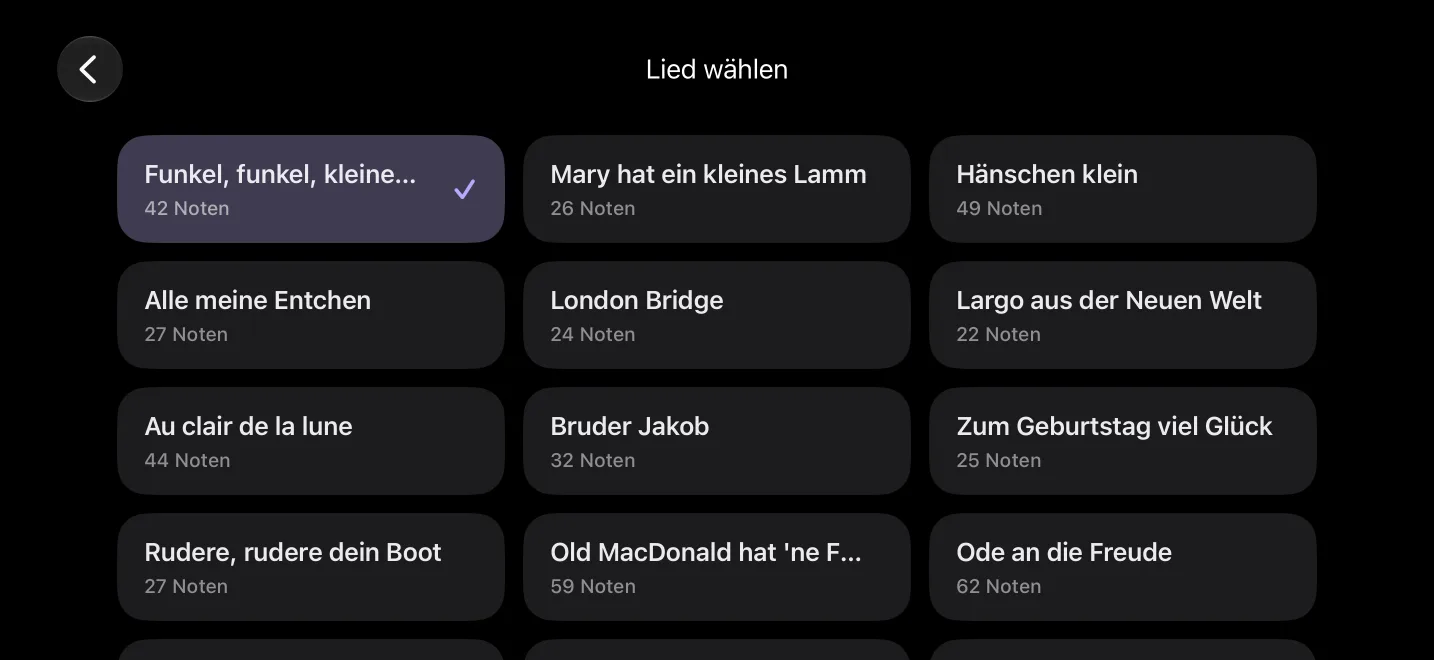 Lied wählen: 30 Lieder, die leichtesten zuerst